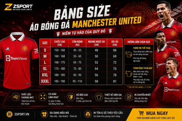 bảng size mô tả kích thước